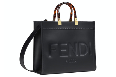 Pre-owned Fendi By Marc Jacobs  Sunshine Medium Black Leather Shopper