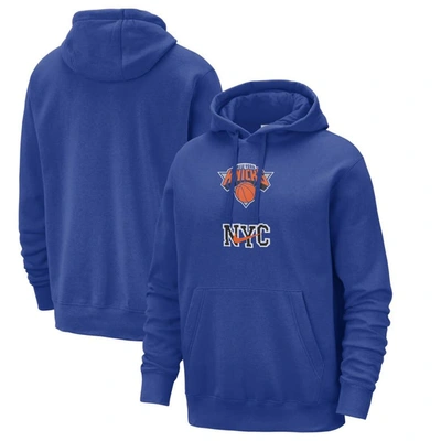 Nike New York Knicks Club Fleece City Edition  Men's Nba Pullover Hoodie In Blue