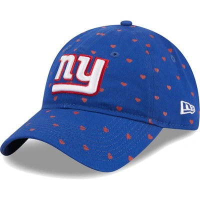 New Era Kids' Girls Youth   Royal New York Giants Hearts 9twenty Adjustable Hat