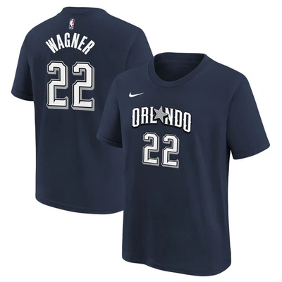 Nike Kids' Big Boys  Franz Wagner Navy Orlando Magic 2023/24 City Edition Name And Number T-shirt