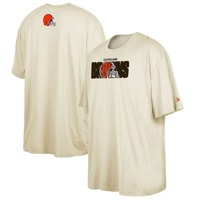 New Era Men's  Cream Cleveland Browns 2023 Nfl Draft Big And Tall T-shirt