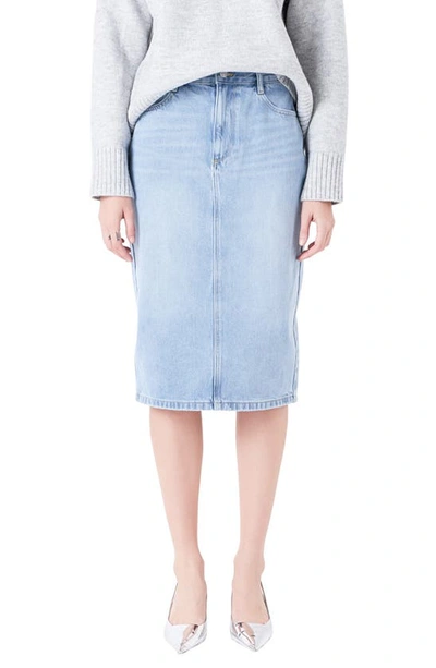 Grey Lab Women's Denim Midi Skirt In Blue