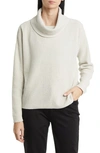 Eileen Fisher Missy Organic Cotton Chenille Turtleneck Sweater In Bone
