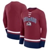 FANATICS FANATICS BRANDED BURGUNDY COLORADO AVALANCHE BACK PASS LACE-UP LONG SLEEVE T-SHIRT