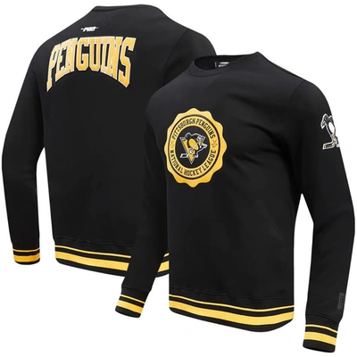 PRO STANDARD PRO STANDARD BLACK PITTSBURGH PENGUINS CREST EMBLEM PULLOVER SWEATSHIRT