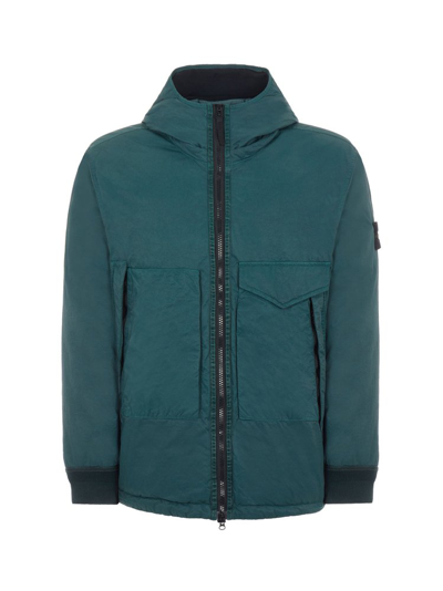 Stone Island Compass Patch Zip In Green