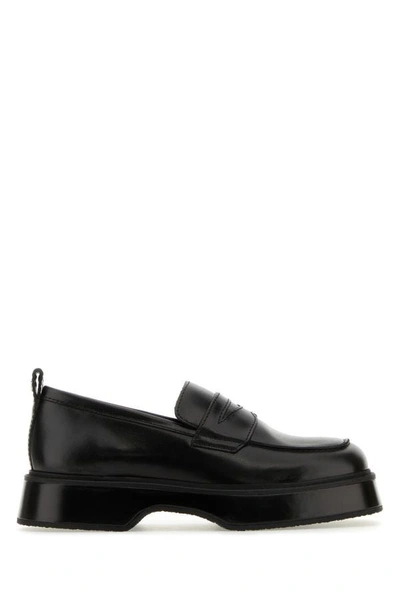 Ami Alexandre Mattiussi Leather Squared Toe Loafers In Black