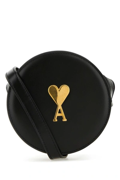 Ami Alexandre Mattiussi Logo-plaque Round Shoulder Bag In Black