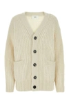 AMI ALEXANDRE MATTIUSSI AMI WOMAN IVORY ALPACA BLEND CARDIGAN