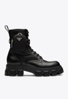 Prada Removable Pouch Combat Boot In Black