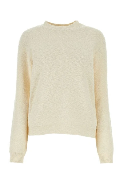 Maison Margiela Woman Ivory Cotton Blend Sweater In Brown