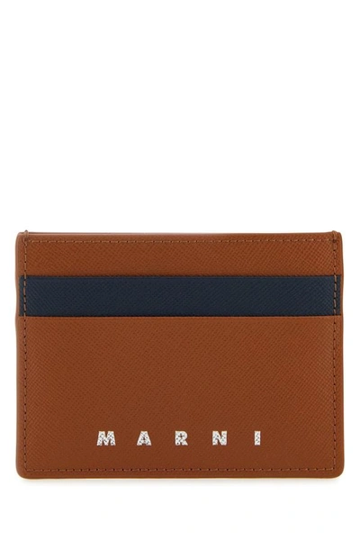 Marni Man Two-tone Leather Cardholder In Multicolor