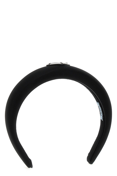 Prada Women Re-nylon Logo Headband In Black