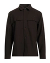 Sandro Man Shirt Chocolate Brown Size S Virgin Wool, Polyester In Brown