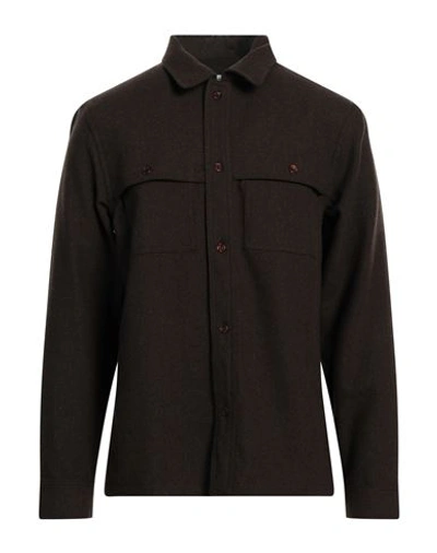 Sandro Man Shirt Chocolate Brown Size S Virgin Wool, Polyester