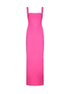 Solace London Joni Squared Neckline Crepe Long Dress In Hot Pink