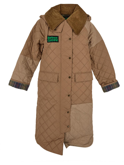 Barbour X Ganni Quilted Burghley Jacket In Beige