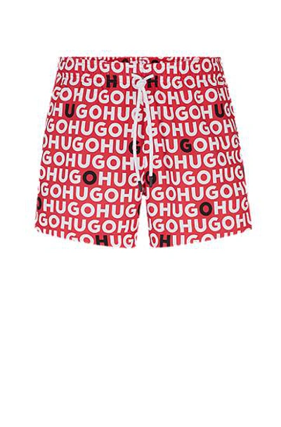 Hugo Boss Recycled-material Swim Shorts With Logo Print In Multi