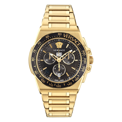 Pre-owned Versace Gold Mens Chronograph Watch Greca Extreme Chrono Ve7h00623