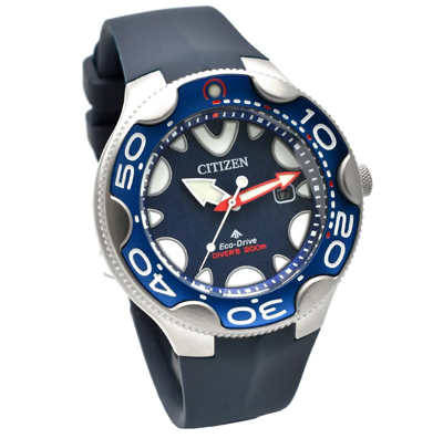 Pre-owned Citizen Promaster Blue Dial Orca Dive Watch Polyurethane Band Bn0231-01l