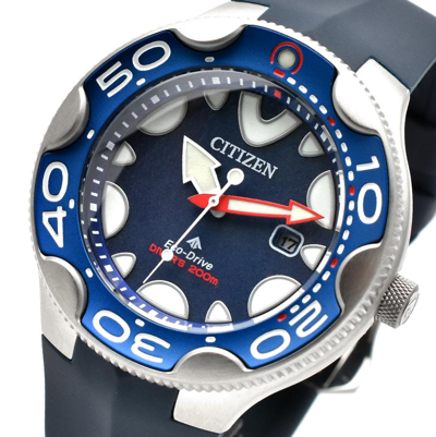 Pre-owned Citizen Promaster Blue Dial Orca Dive Watch Polyurethane Band Bn0231-01l
