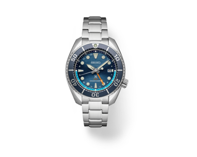 Pre-owned Seiko Prospex Solar Gmt Diver Light Blue Dial Bracelet Men's Watch Sfk001