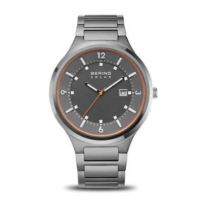Pre-owned Bering Time - Solar - Mens Polished/brushed Grey Watch - 14442-777