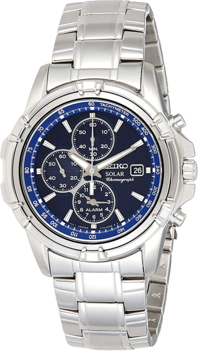 Pre-owned Little Tikes Watch For Men - Essentials Collection - With Solar Chronograph, Stainless Steel, In Blue