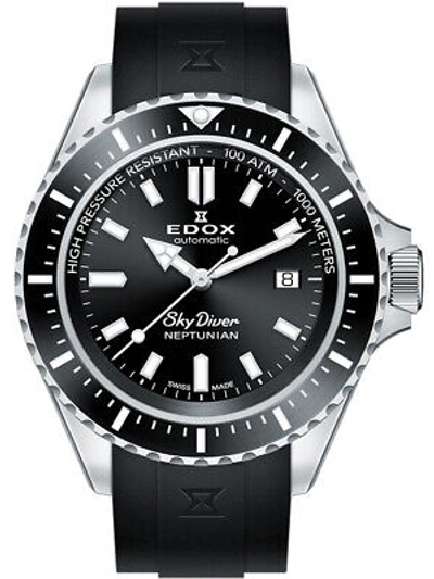 Pre-owned Edox 80120-3nca-nin Skydiver Neptunian Automatic 44mm 100atm