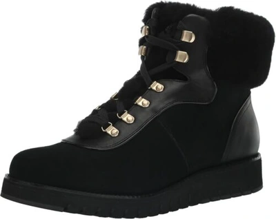 Pre-owned Cole Haan Women's Zerogrand Explore Upstate Hiker Water Proof Chukka Boot In Black/shearling/black Water Proof