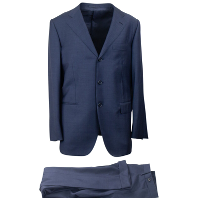 Pre-owned Caruso Navy Wool Single Breasted Suit 7r Size 50 $1995 In Blue