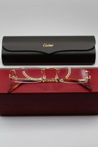 Pre-owned Cartier Rimless Glasses Piccadilly Big C Decor Ref. Ct0092o Glasses In Clear