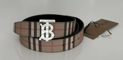 Pre-owned Burberry $580  Tb Leather Archive Beige Reversible Belt 42/105 8046568 Italy