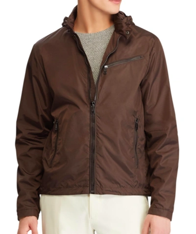 Pre-owned Ralph Lauren Purple Label Brown Russo Hooded Tech Jacket Windbreaker S $1495