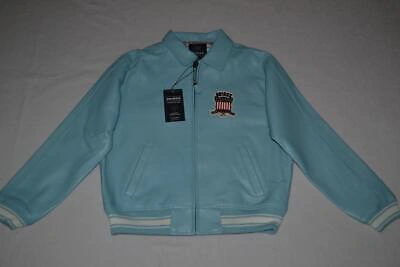 Pre-owned Avirex Authentic  Icon Leather A1 Bomber Jacket Mens Glacier Blue All Sizes
