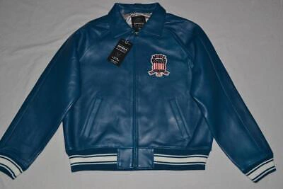 Pre-owned Avirex Authentic  Icon Leather A1 Bomber Jacket Mens Teal Blue All Sizes