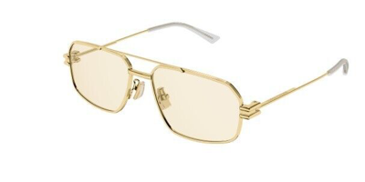Pre-owned Bottega Veneta Bv1128s 006 Gold/yellow Caravan Unisex Sunglasses