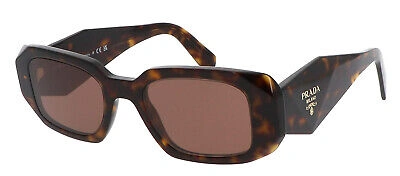 Pre-owned Prada Pr 17ws 2au03u Tortoise Plastic Rectangle Sunglasses Brown Mirror Lens
