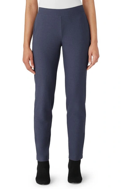 Eileen Fisher Slim Ankle Stretch Crepe Trousers In Ocean