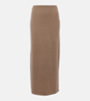 Jw Anderson Side-slit Knit Midi Tube Skirt In Brown