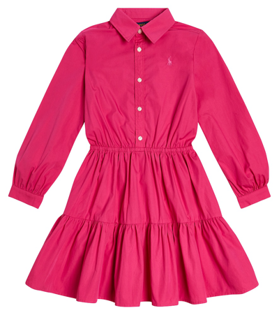 Polo Ralph Lauren Kids' Tiered Cotton Poplin Dress In Bright Pink