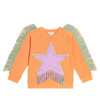 Stella Mccartney Kids' Fringed Cotton Jersey Sweatshirt In Orange