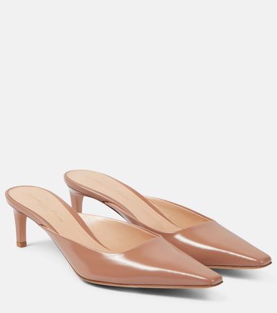 Gianvito Rossi Leather Mules In Beige