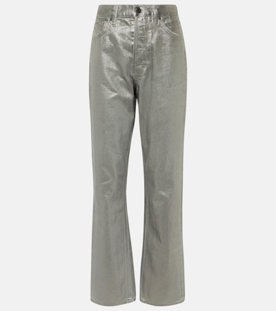 Veronica Beard Daniela Metallic High-rise Straight Jeans In Silver