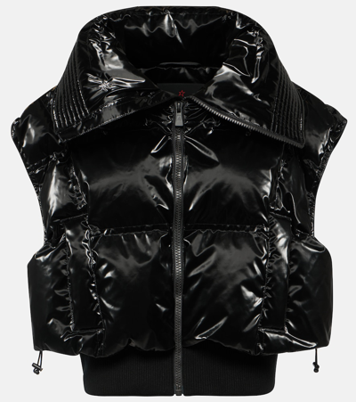 Perfect Moment Sierra Quilted Glossed-shell Vest In Black Liquid