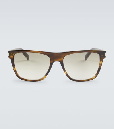 Saint Laurent Tortoiseshell Square Sunglasses In Brown
