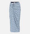 Isabel Marant Étoile Jeldia Stretch Viscose Midi Skirt In Blue/ecru
