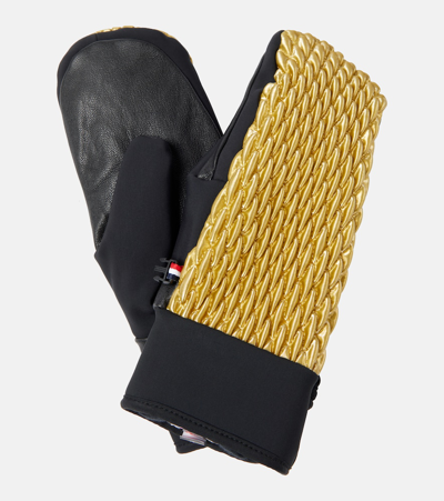 Fusalp Gold Leather-trimmed Quilted Mittens
