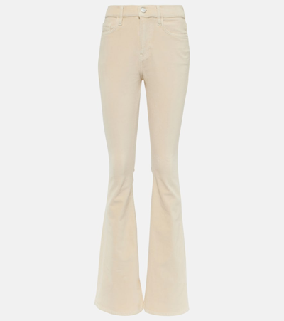 Frame Le High Flare High-rise Velvet Flared Jeans In White