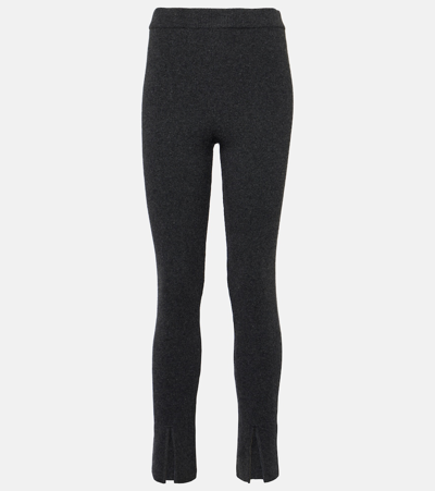 Magda Butrym Ribbed-knit Cashmere Slim Pants In Grey